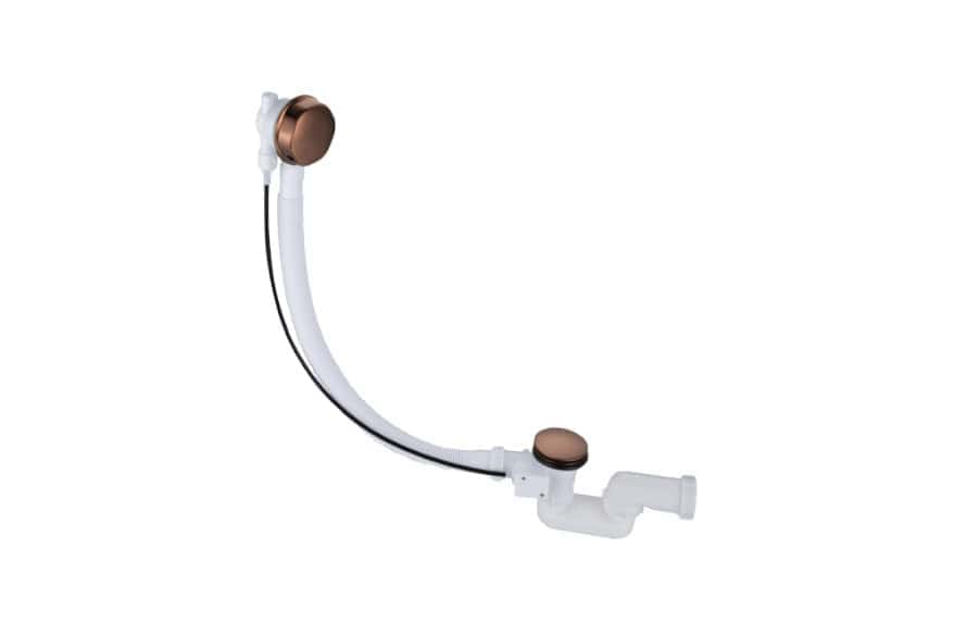 Afvoersysteem badkamer met roestvrijstalen en kunststof componenten, geschikt voor wastafel of badkamermeubel. Compleet en ideaal voor een goede afvoer.