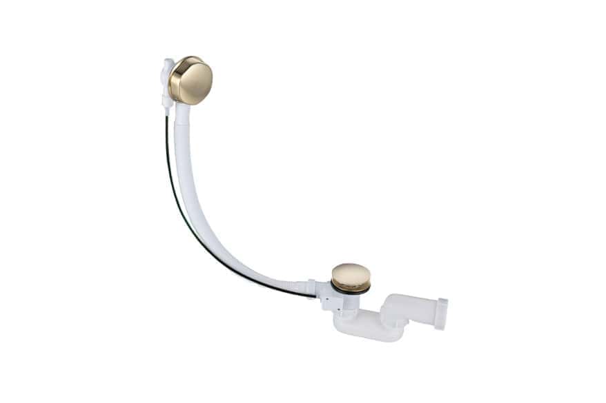 Gootsteenafvoer met chroom afwerking, geschikt voor badkamer en keuken, eenvoudig te installeren.